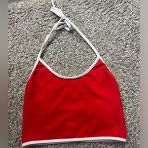 RED AND WHITE HALTER TOP SIZE SMALL